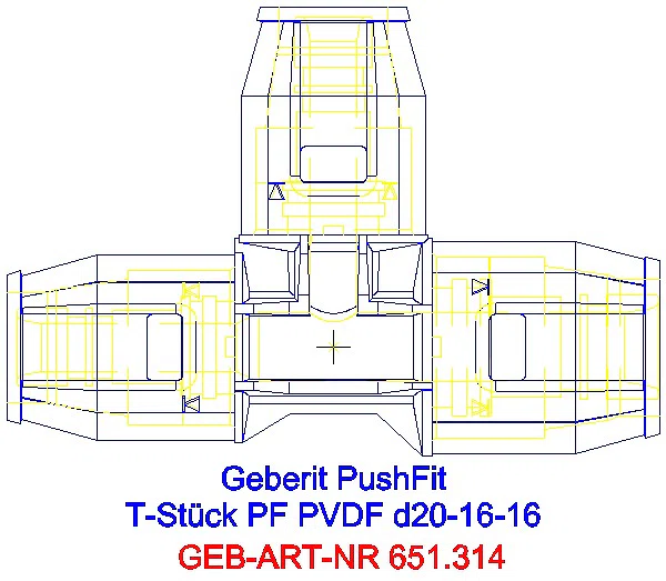 GE PushFit T-Stück reduziert PVDF d20-16-16_651.314.00.1_A