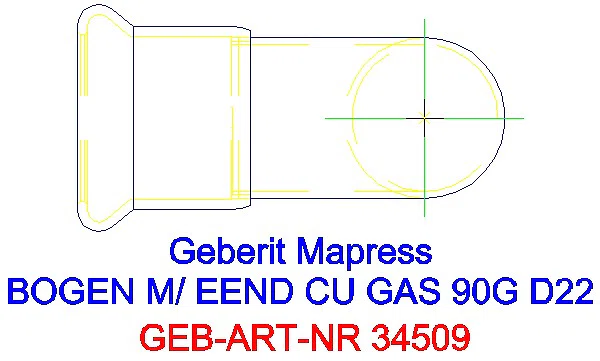GE Mapress Kupfer Bogen 90Gr mit Einschubende (Gas) d22_34509_G