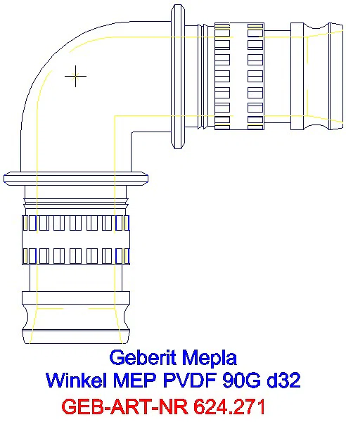 GE Mepla Winkel PVDF 90Gr d32_624.271.00.5_L