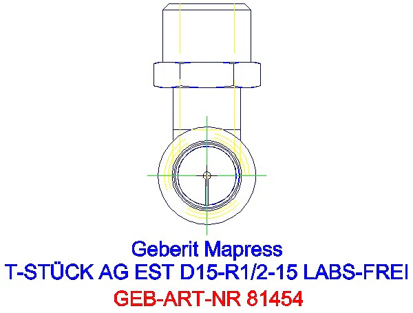 GE Mapress Edelstahl T-Stück mit AG (LABS-frei) d15-R1/2-15_81454_L