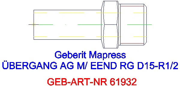 GE Mapress Kupfer Übergang mit AG und Einschubende Rg d15-R1/2_61932_A