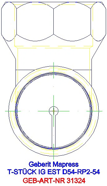 GE Mapress Edelstahl T-Stück mit IG d54-Rp2-54_31324_L