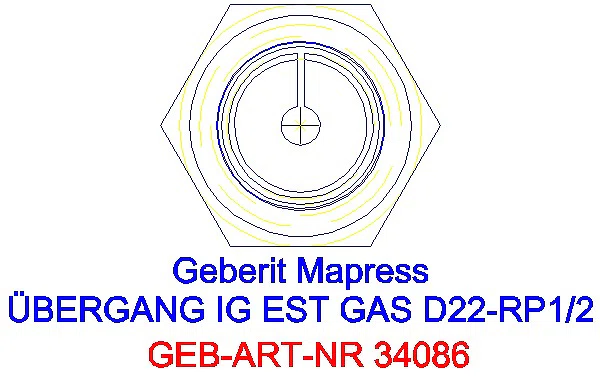 GE Mapress Edelstahl Übergang mit IG (Gas) d22-Rp1/2_34086_L