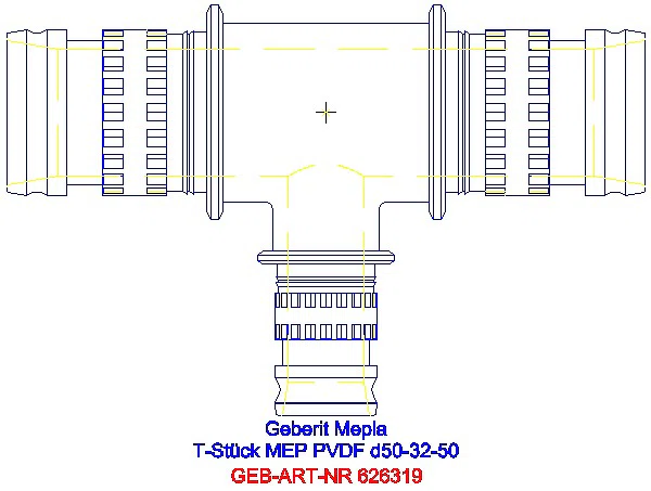 GE Mepla T-Stück reduziert PVDF d50-32-50_626.319.00.5_A