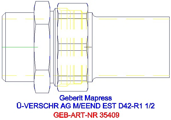 GE Mapress Edelstahl Übergangsverschr. mit AG und Einschubende d42-R1 1/2_35409_A