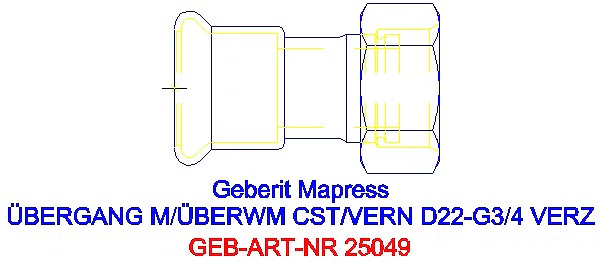 GE Mapress C-Stahl Anschluss mit Überwurfmutter d22_25049_A