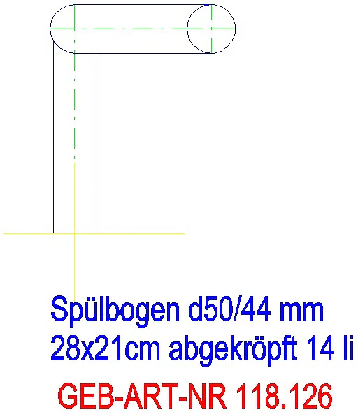 GE Spülbogen 90Gr 28x21 cm links gekröpft 14 cm weiß-alpin d50/44_118.126.11.1_G