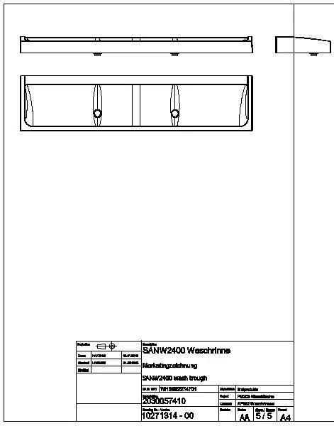 Waschrinne, FUTURA exklusiv, MIRANIT, 2400x170x570 mm, 2 Ablaufventile, SANW2400