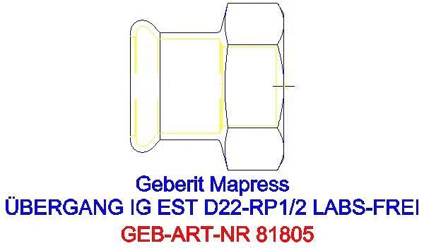 GE Mapress Edelstahl Übergang mit IG (LABS-frei) d22-Rp1/2_81805_G
