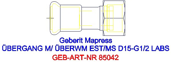 GE Mapress Edelstahl Übergang mit Überwurfmutter (LABS-frei) d15-G1/2_85042_G