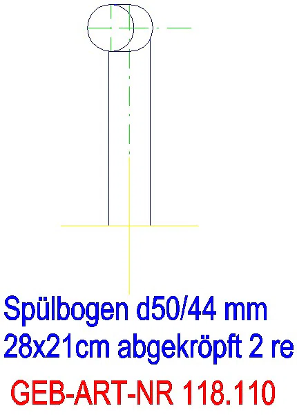 GE Spülbogen 90Gr 28x21 cm rechts gekröpft 2 cm weiß-alpin d50/44_118.110.11.1_G