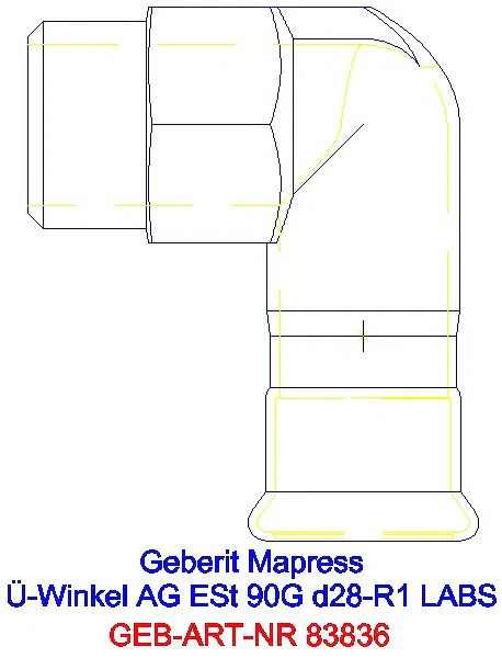 GE Mapress Edelstahl Übergangswinkel 90Gr mit AG (LABS-frei) 90G d28-R1_83836_A