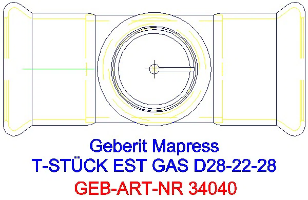 GE Mapress Edelstahl T-Stück reduziert (Gas) d28-22-28_34040_G