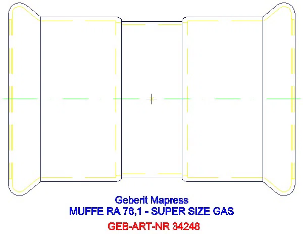 GE Mapress Edelstahl Muffe d76,1 (Gas)_34248_G