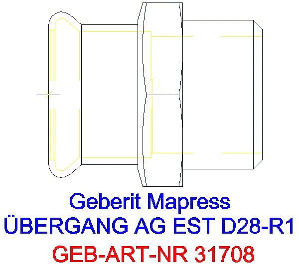 GE Mapress Edelstahl Übergang mit AG d28-R1_31708_A
