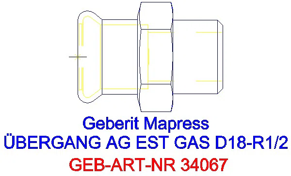 GE Mapress Edelstahl Übergang mit AG (Gas) d18-R1/2_34067_G