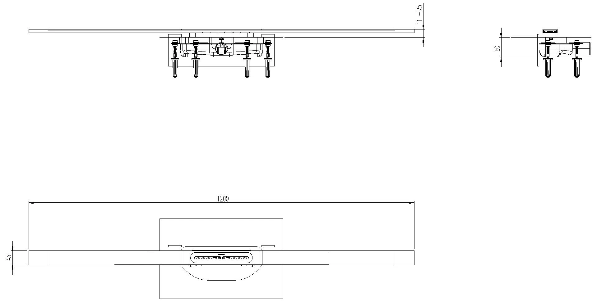 KESSEL-Duschrinne Linearis Infinity 60 L: 1200 mm, DN 40, Black, geb., Megastop
