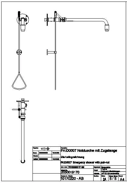 Notdusche, Zugstange, grün, Wasser aus Wand, FAID0007