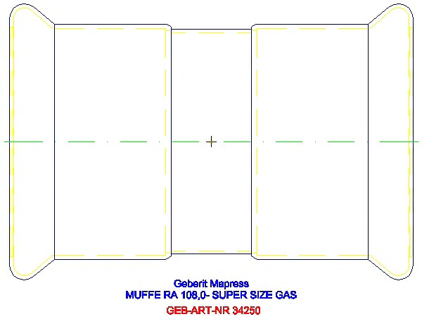GE Mapress Edelstahl Muffe d108 (Gas)_34250_G
