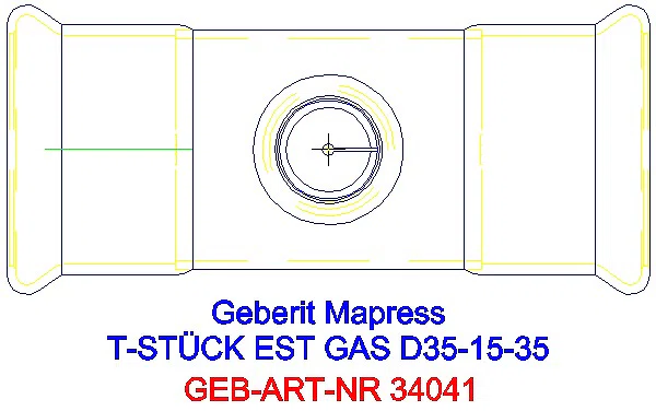 GE Mapress Edelstahl T-Stück reduziert (Gas) d35-15-35_34041_G