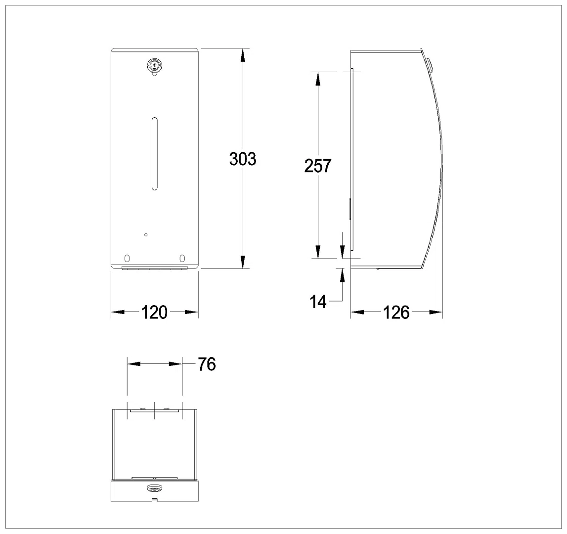 Desinfektionsmittelspender, STRATOS, elektr., Edelstahl, AP, 120x303x126 mm, STRX627