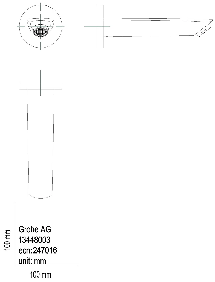 GROHE Wanneneinlauf Eurosmart 13448_3 Wandmontage Ausladung 171mm chrom