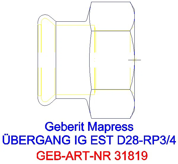 GE Mapress Edelstahl Übergang mit IG d28-Rp3/4_31819_G