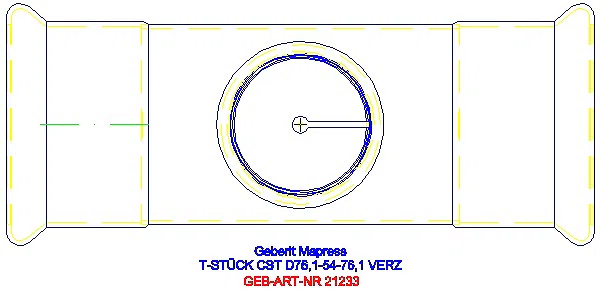 GE Mapress C-Stahl T-Stück reduziert d76,1-54-76,1 verzinkt_21233_G
