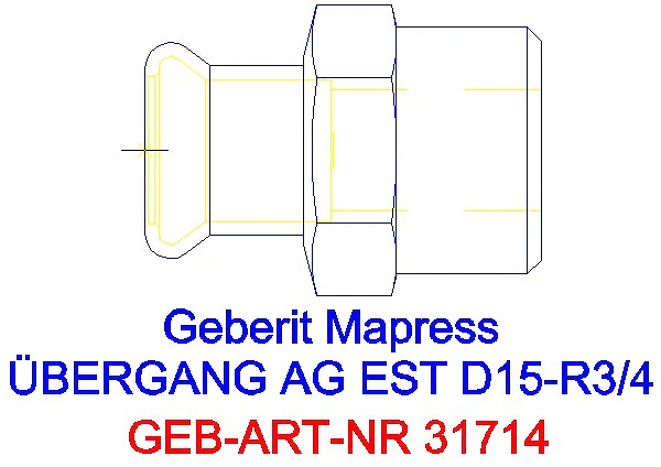 GE Mapress Edelstahl Übergang mit AG d15-R3/4_31714_G