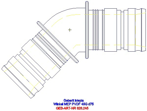 GE Mepla Winkel PVDF 45Gr d75_628.245.00.5_L