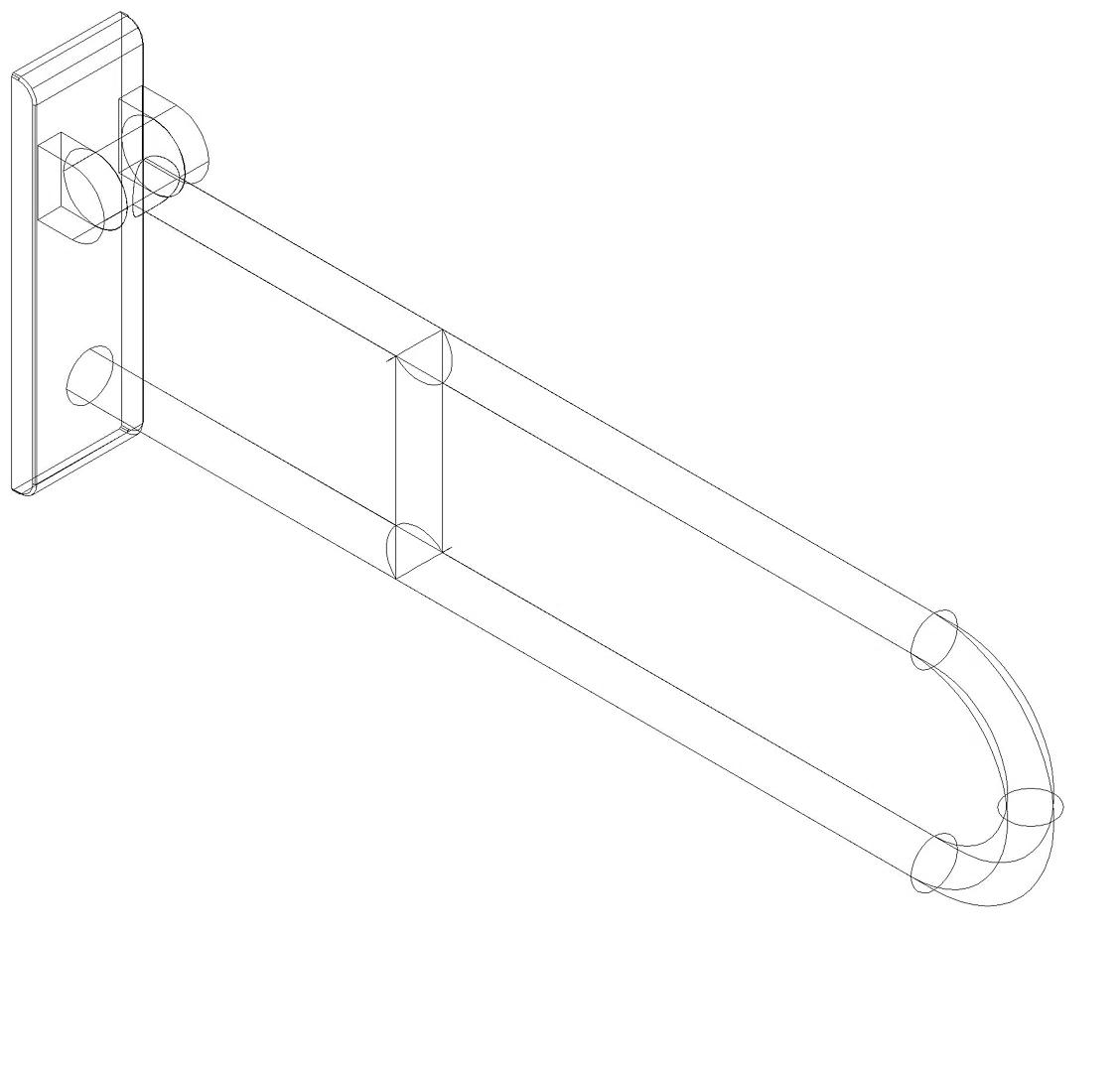 HEWI Stützklappgriff drehb. Ser 801, L:700mm, Stahlkern, Fb. 99/55/36