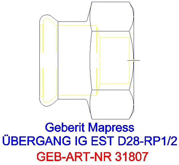 GE Mapress Edelstahl Übergang mit IG d28-Rp1/2_31807_G