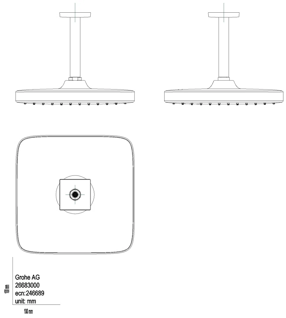 GROHE Kopfbrausenset Tempesta Cube 250 26688 DA 142mm 1 Strahl 9,5l chrom
