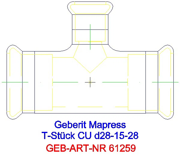GE Mapress Kupfer T-Stück reduziert d28-15-28_61259_A