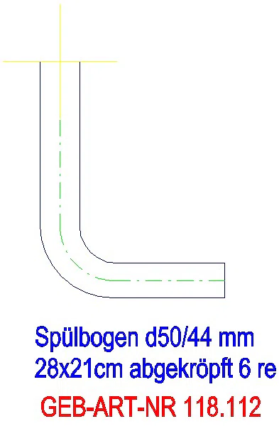 GE Spülbogen 90Gr 28x21 cm rechts gekröpft 6 cm weiß-alpin d50/44_118.112.11.1_L