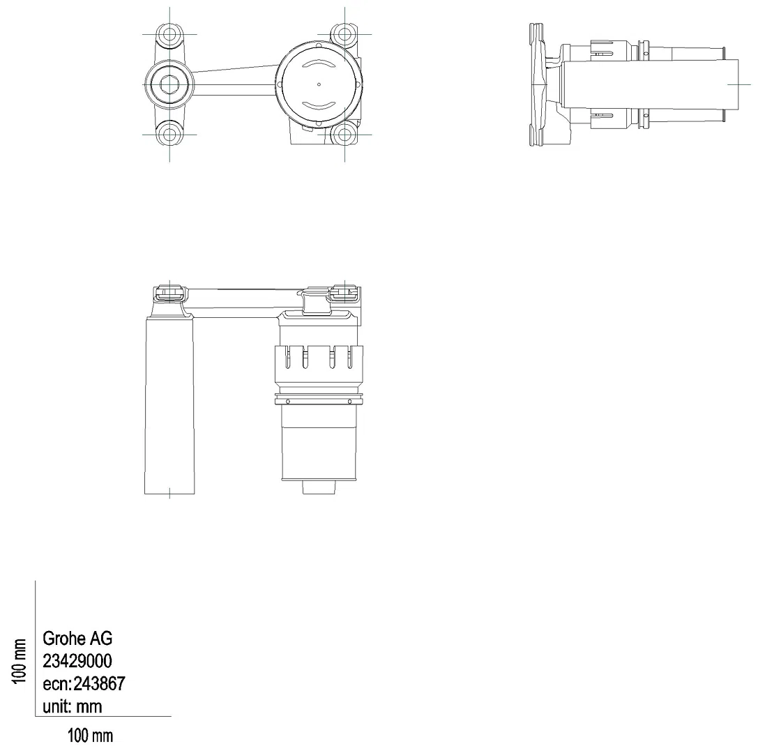 GROHE Einhand-UP-Einbaukörper 23429 für Joystick 2-Loch-WT-Batterien