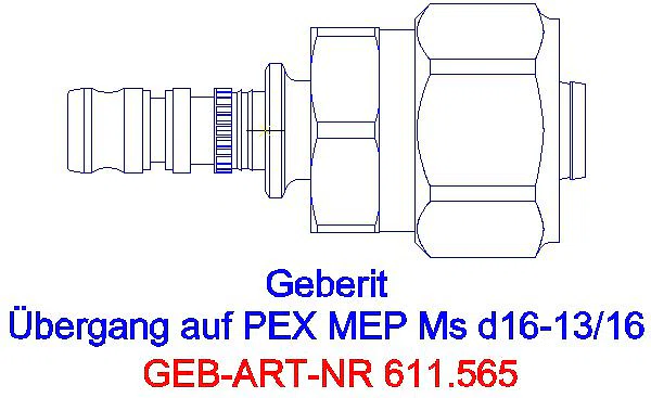 GE Mepla Übergang mit Verschraubung auf PEX-Rohre NPW d16-13/16_611.565.00.4_G