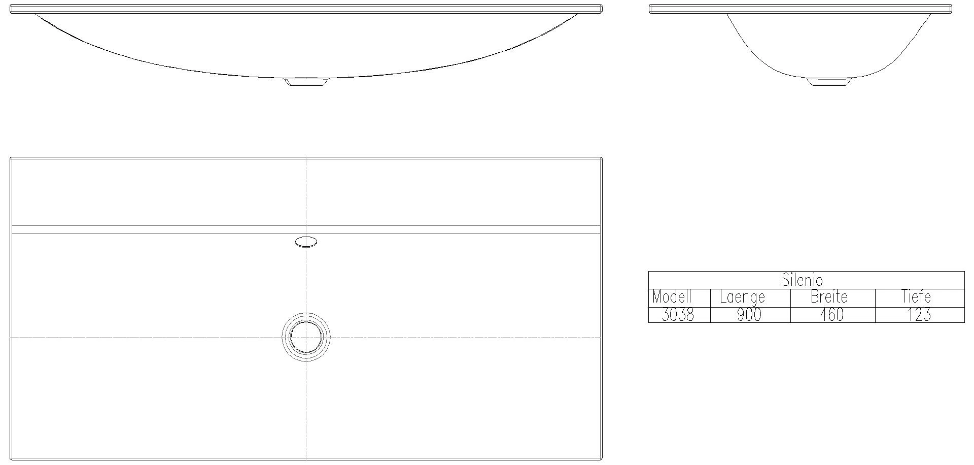 KALDEWEI SILENIO EINBAUWASCHTISCH 900x460x14 mm, Modell-Nr: 3038