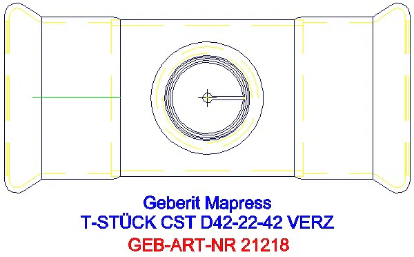 GE Mapress C-Stahl T-Stück reduziert d42-22-42 verzinkt_21218_G