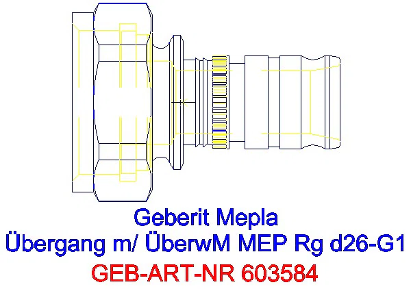 GE Mepla Übergang mit Überwurfmutter Rg d26-G1_603.584.00.5_A