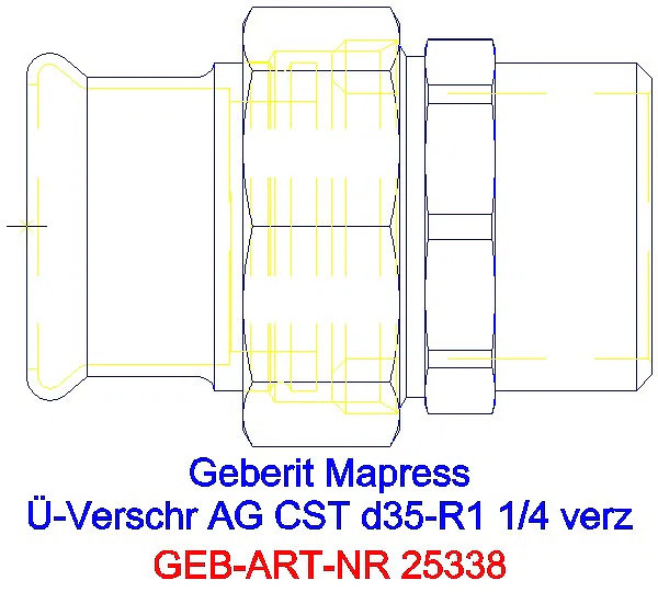 GE Mapress C-Stahl Übergangs- verschraubung mit AG d35-R1 1/4 verzinkt_25338_G