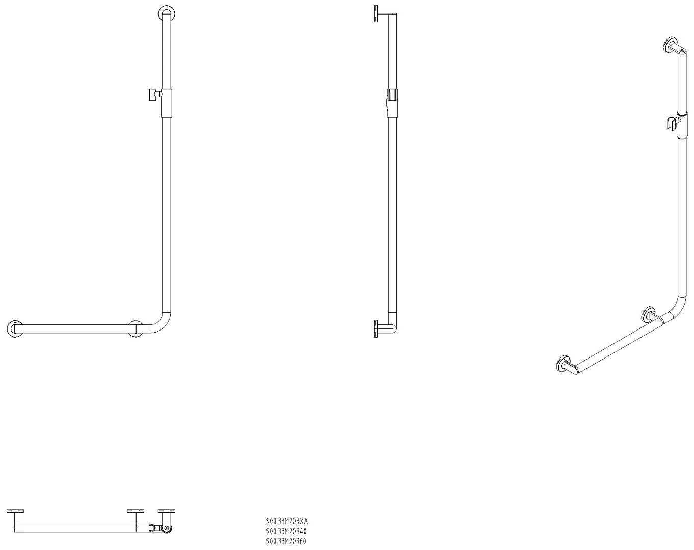 HEWI Winkelgriff m.Br.H.,d:32, A1:1250, W1:600,li,Br.H. mag. schw tiefmatt