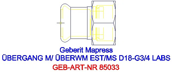 GE Mapress Edelstahl Übergang mit Überwurfmutter (LABS-frei) d18-G3/4_85033_G