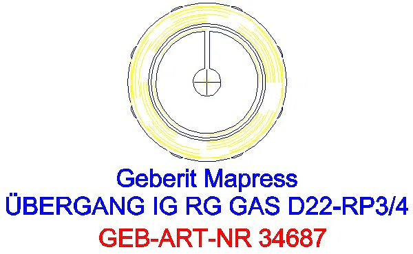 GE Mapress Kupfer Übergang mit IG (Gas) Rg d22-Rp3/4_34687_L