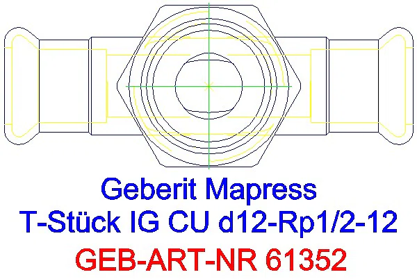 GE Mapress Kupfer T-Stück mit IG d12-Rp1/2-12_61352_G