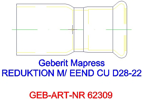 GE Mapress Kupfer Reduktion mit Einschubende d28-22_62309_L