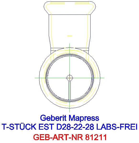 GE Mapress Edelstahl T-Stück reduziert (LABS-frei) d28-22-28_81211_L