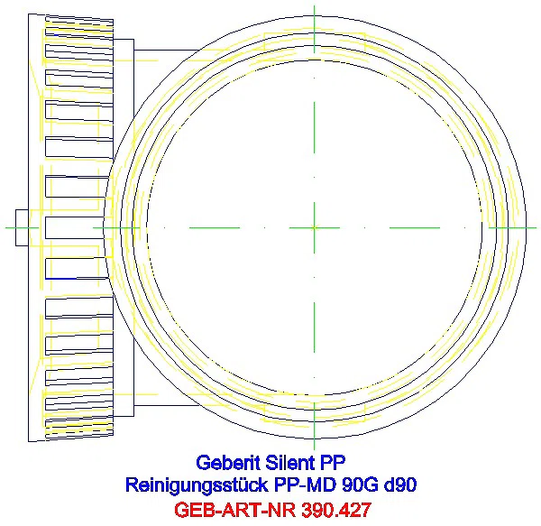 GE Silent-PP Reinigungsstück 90Gr mit runder Serviceöffnung d90_390.427.14.1_G