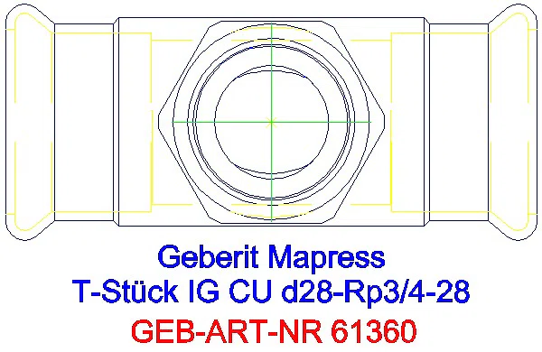 GE Mapress Kupfer T-Stück mit IG d28-Rp3/4-28_61360_G