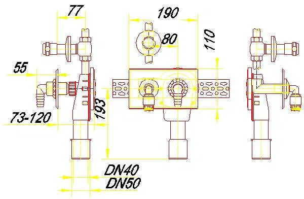 DALLMER Wandeinbau-Waschgeräte-Siphon 405, DN 40/DN 50